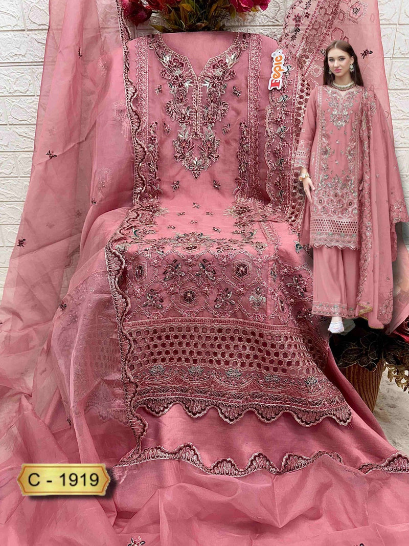 Fepic Rosemeen C 1919 Organza Embroidered Worked Pakistani Suits