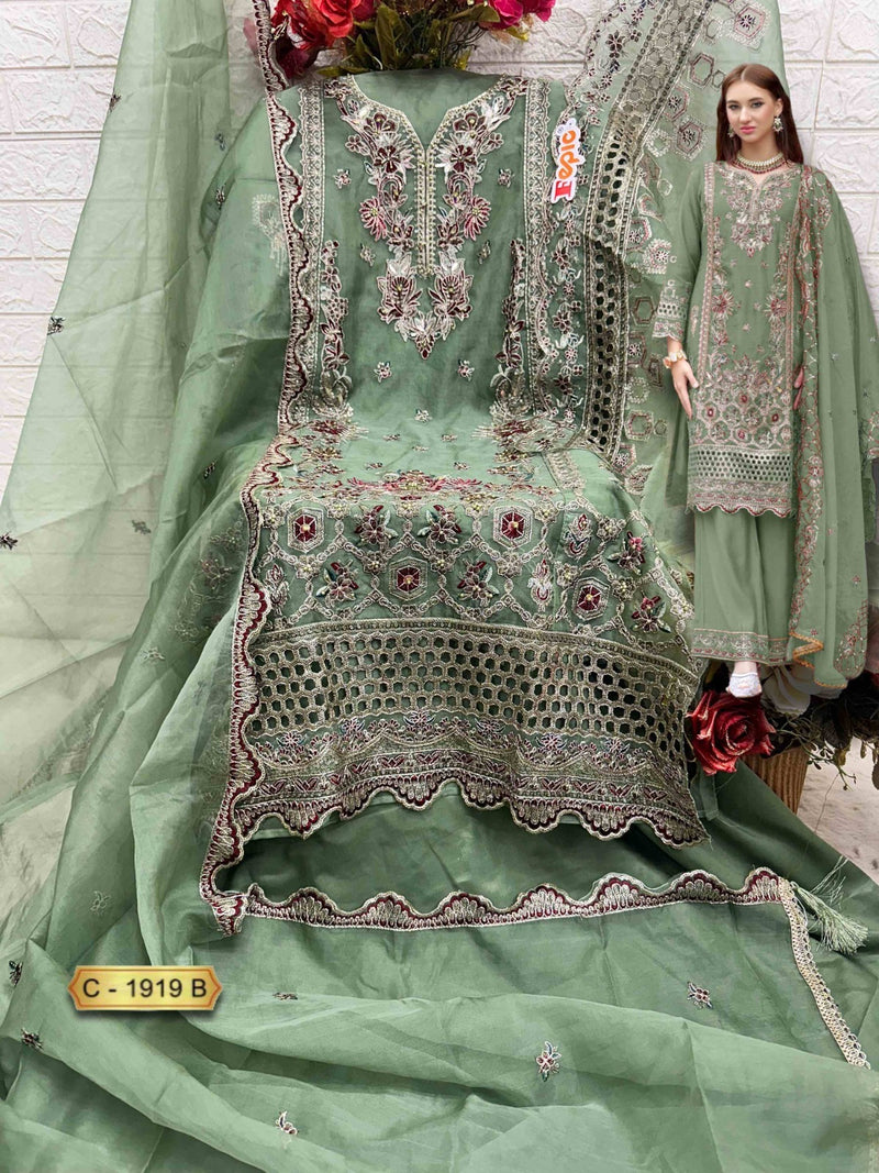 Fepic Rosemeen C 1919 B Organza Embroidered Worked Pakistani Suits