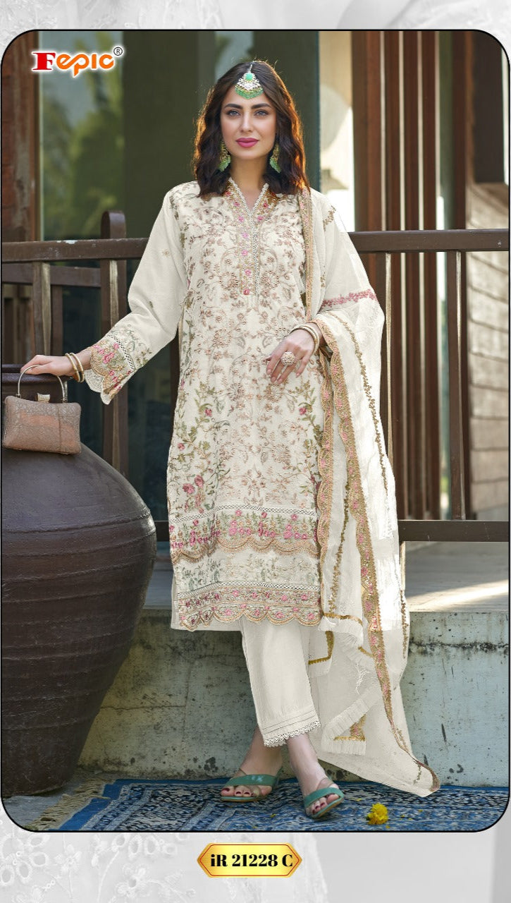 Fepic Rosemeen IR 21228 C Organza Embroidered Worked Pakistani Suits