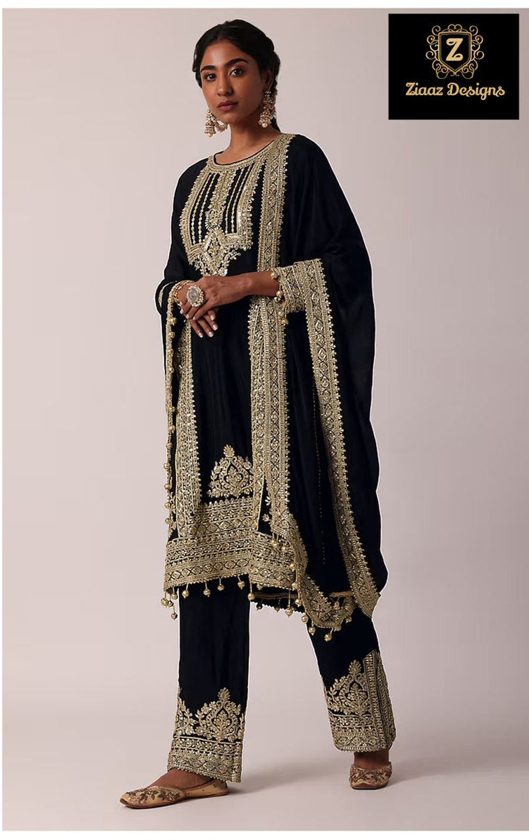 Ziaaz Designs code 660 Velvet Semi stitched outfit with beautiful embroidery worked pakistani suits