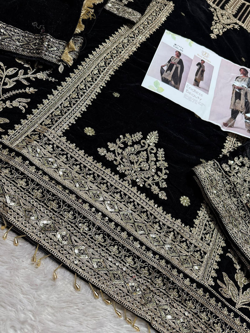 Ziaaz Designs code 660 Velvet Semi stitched outfit with beautiful embroidery worked pakistani suits