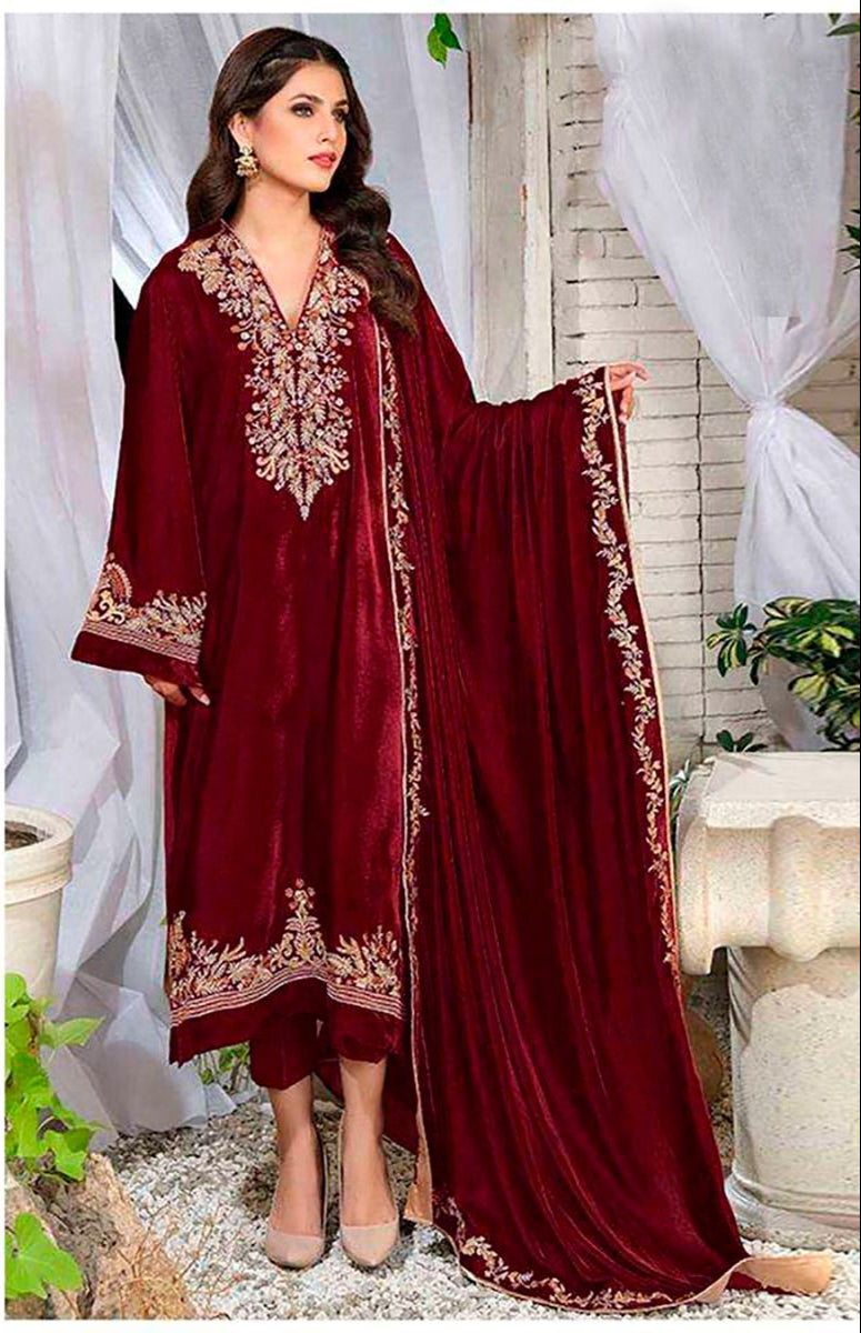 Florent 1024 A 9000 Velvet With Heavy Embroidery Worked Pakistani Suits