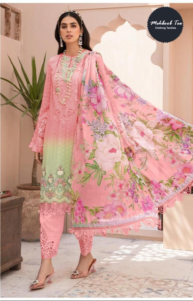 Mehboob Tex 1453 A  Pure Cotton Print With Exclusive Patch Embroidery Worked Pakistani Suits