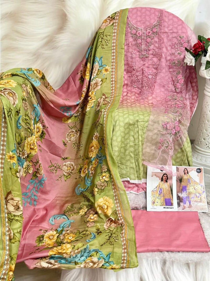 Mehboob Tex 1453 A  Pure Cotton Print With Exclusive Patch Embroidery Worked Pakistani Suits