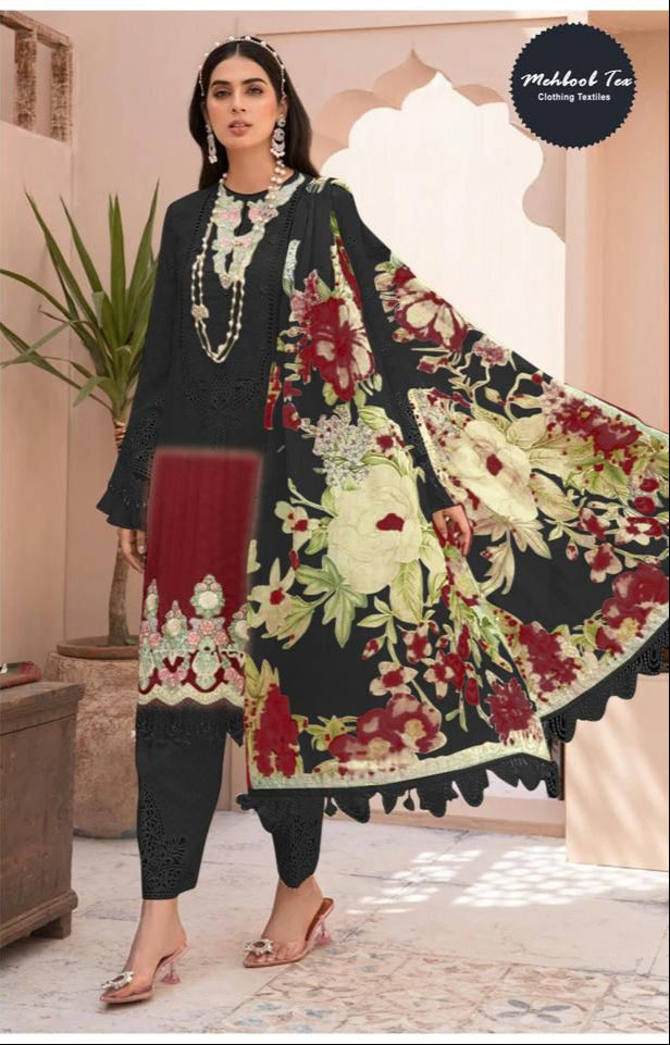 Mehboob Tex 1453 C Pure Cotton Print With Exclusive Patch Embroidery Worked Pakistani Suits