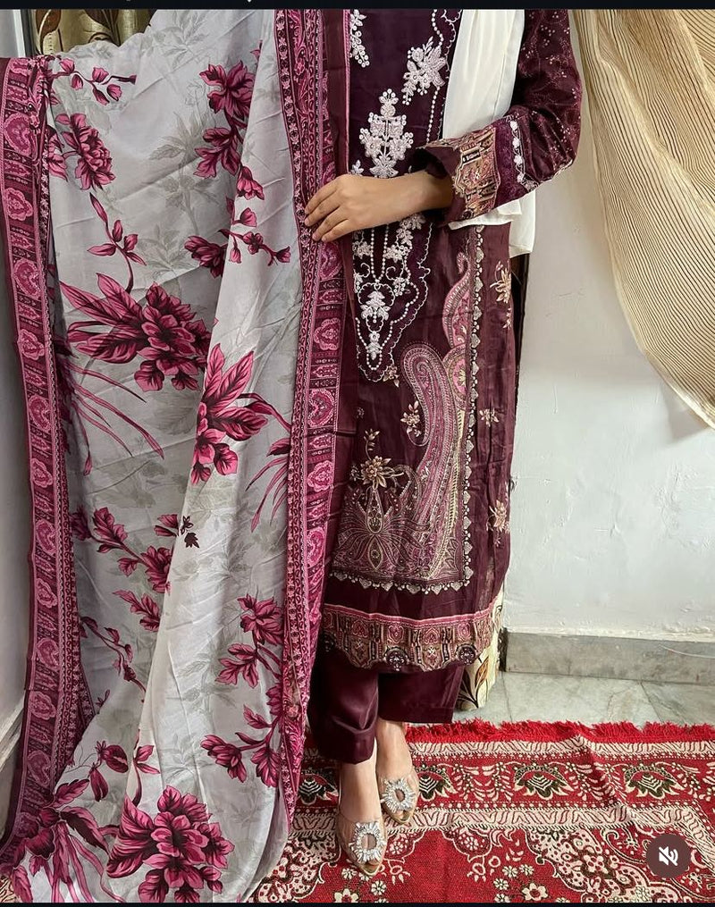 Hazzel 2003 Pure Cotton Printed And Embroidery Patches Worked Pakistani Suits