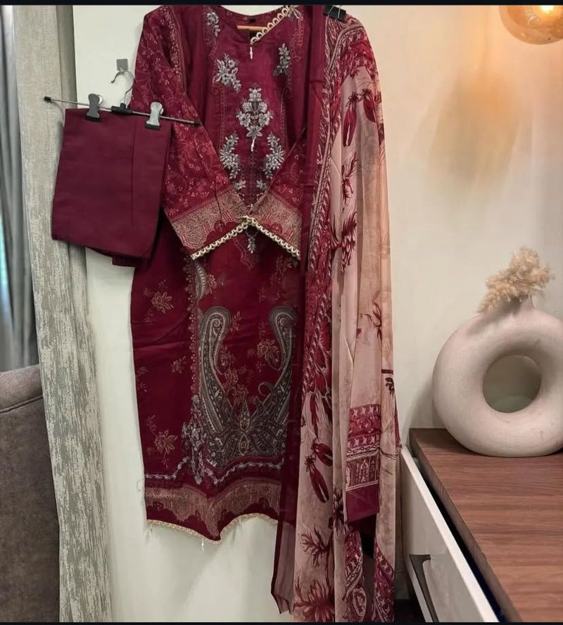 Hazzel 2003 Pure Cotton Printed And Embroidery Patches Worked Pakistani Suits