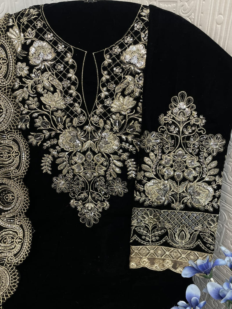 Anamsa 593 With Velvet Heavy Embroidered Beautiful Design Sequence Worked Pakistani Suits