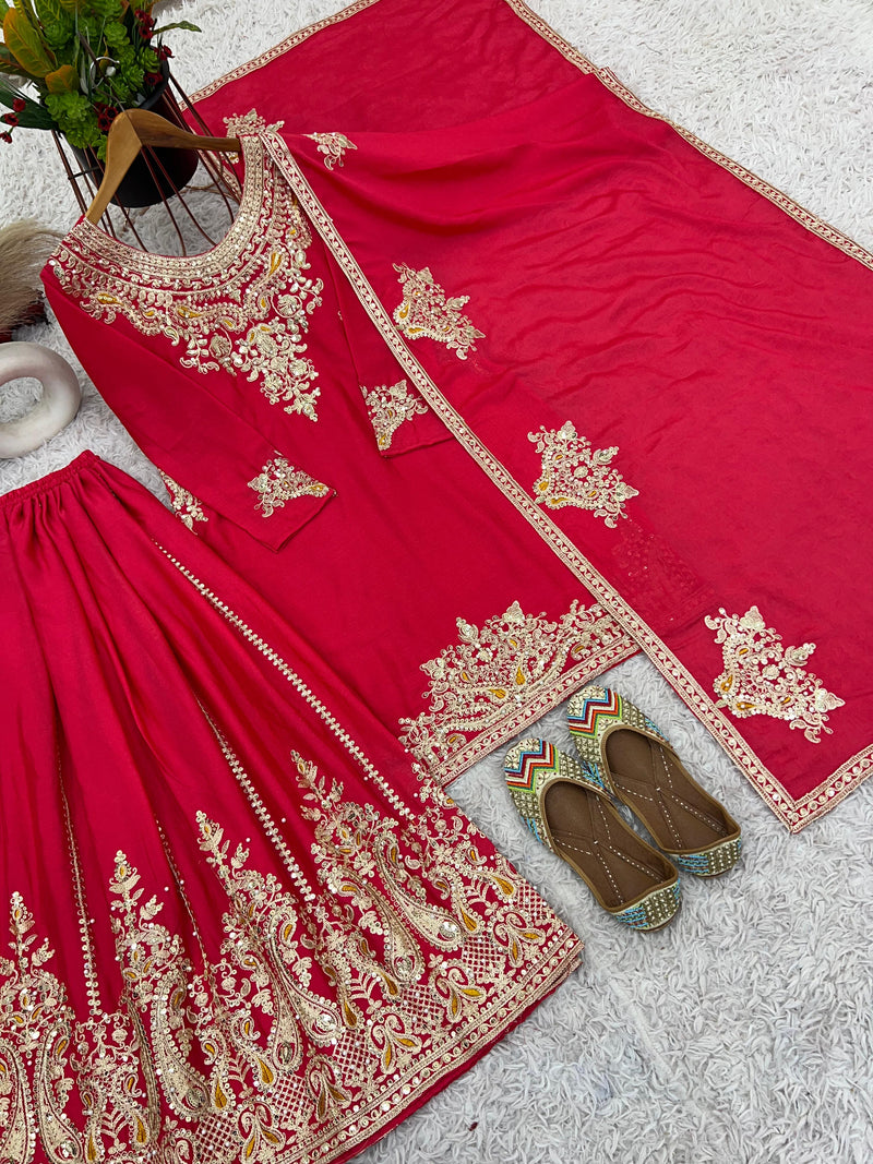 Srk Code 5215 Designer In Pure Chinon With Heavy Embroidery Coding Dori-sequence Worked Pakistani Suits