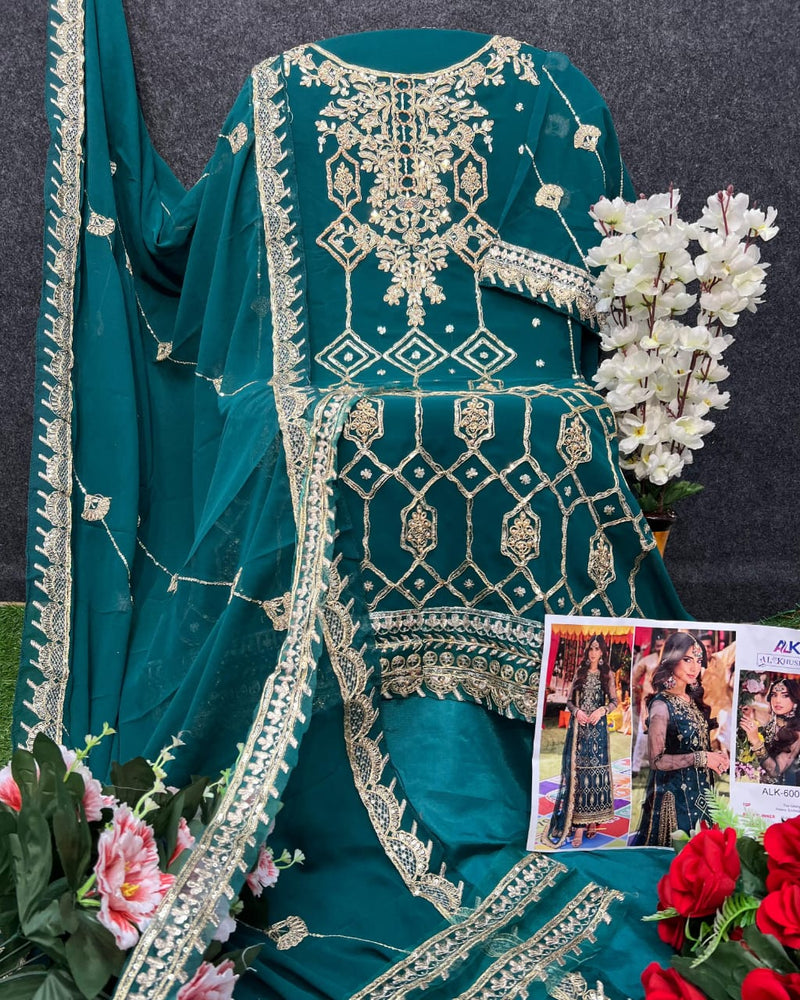 Al Khushbu 6009 Zahra Rubab Georgette With Heavy Embroidered Worked Pakistani Suits