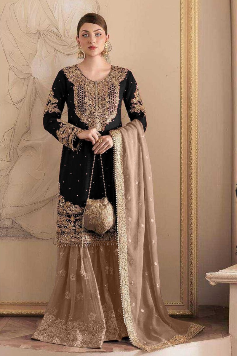 Anamsa 613 Fox Georgette Heavy Embroidered Sequence An Moti Worked Pakistani Suits