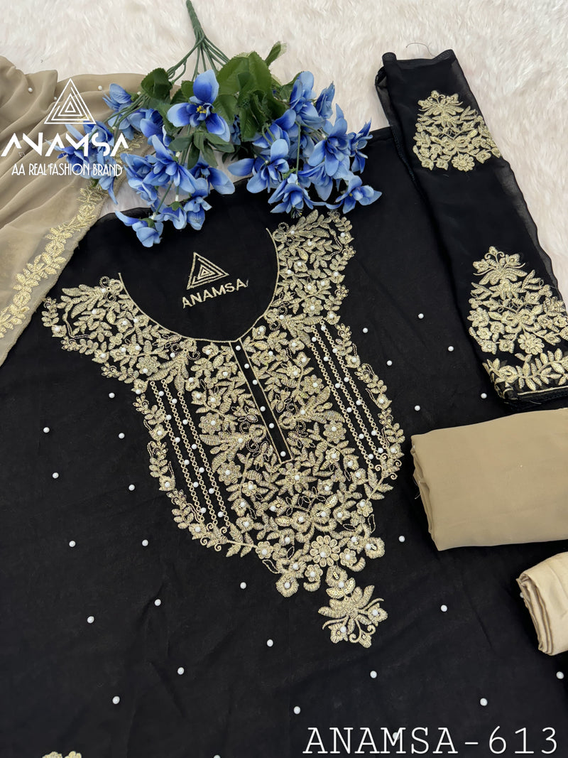 Anamsa 613 Fox Georgette Heavy Embroidered Sequence An Moti Worked Pakistani Suits