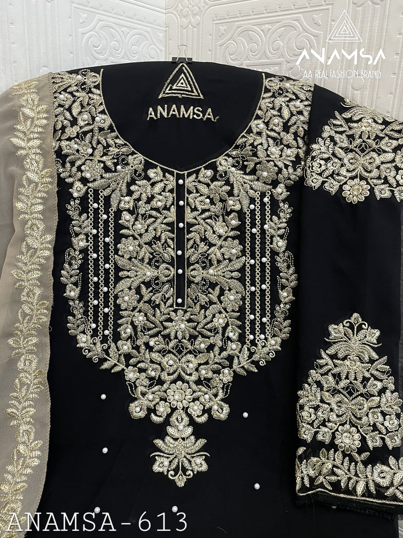 Anamsa 613 Fox Georgette Heavy Embroidered Sequence An Moti Worked Pakistani Suits