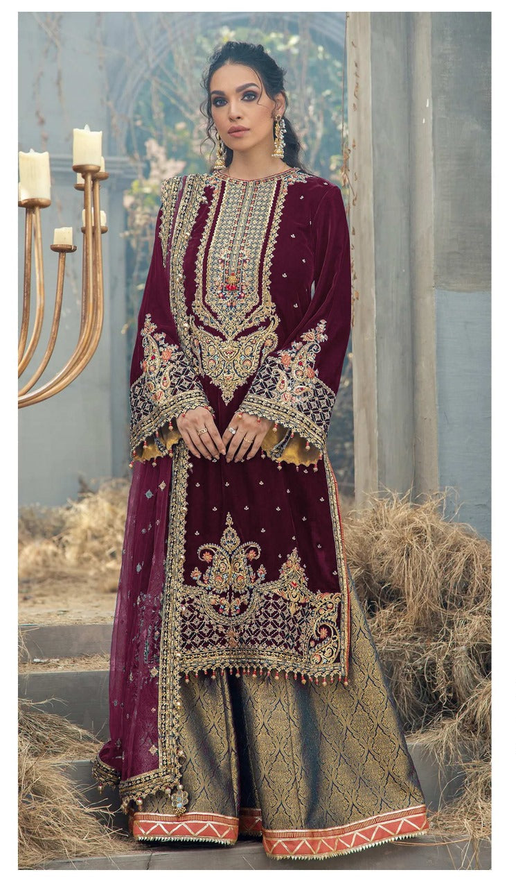 Fepic Rosemeen 17020 C Velvet Embroidered Worked Pakistani Suits