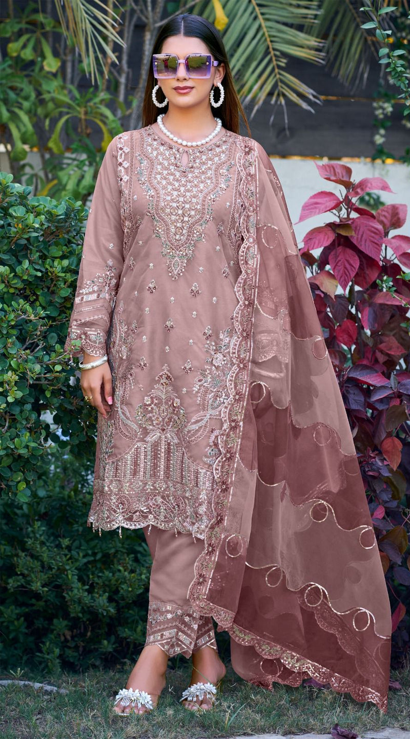 Husnara 5162 H Organza With Heavy Embroidery Worked Pakistani Suits