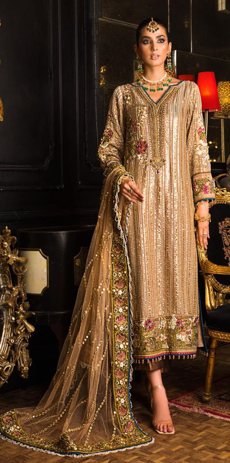 Serine S 115 A Georgette Embroidered Handwork Daimond An Zarkan Worked Pakistani Suits