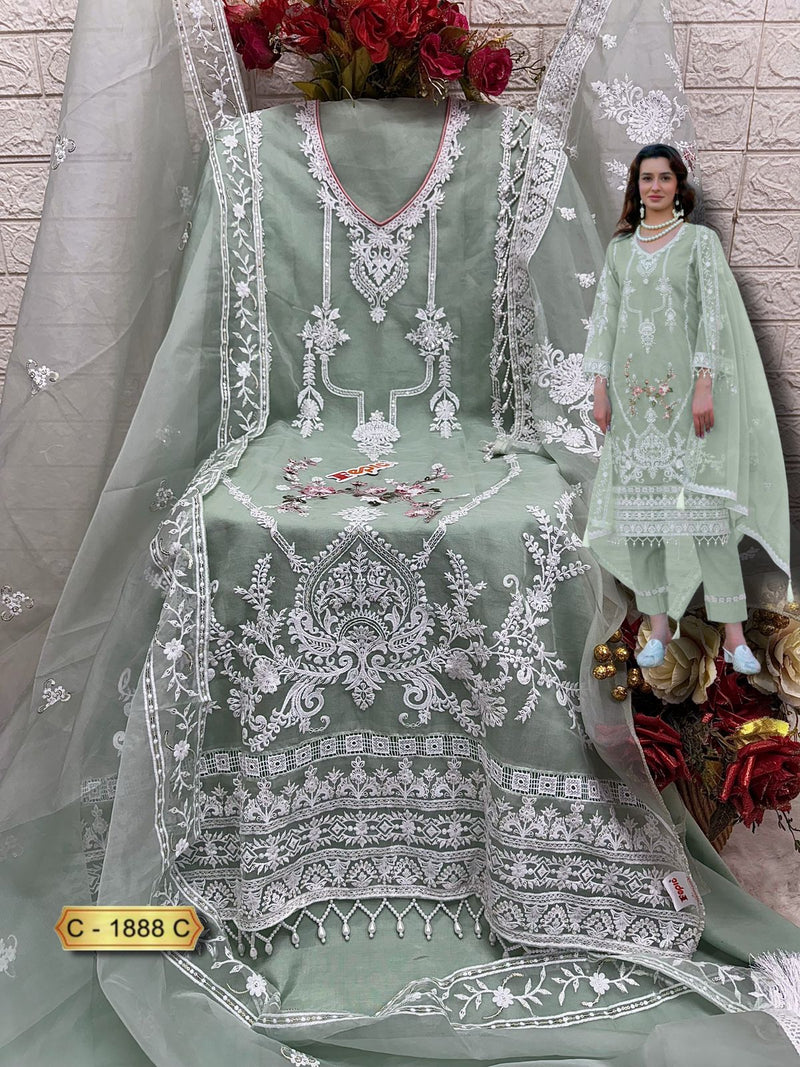 Fepic Rosemeen C 1888 C Organza Embroidered Hand Work Pakistani Suits