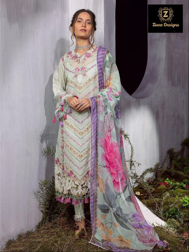 Ziaaz Designs Code 553 Cambric Cotton Very Heavy Embroidered Worked Pakistani Suits