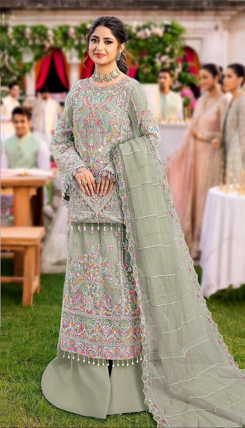 Florent 1021 B Organza With Heavy Embroidery Hand Work Zarkan Worked Pakistani Suits