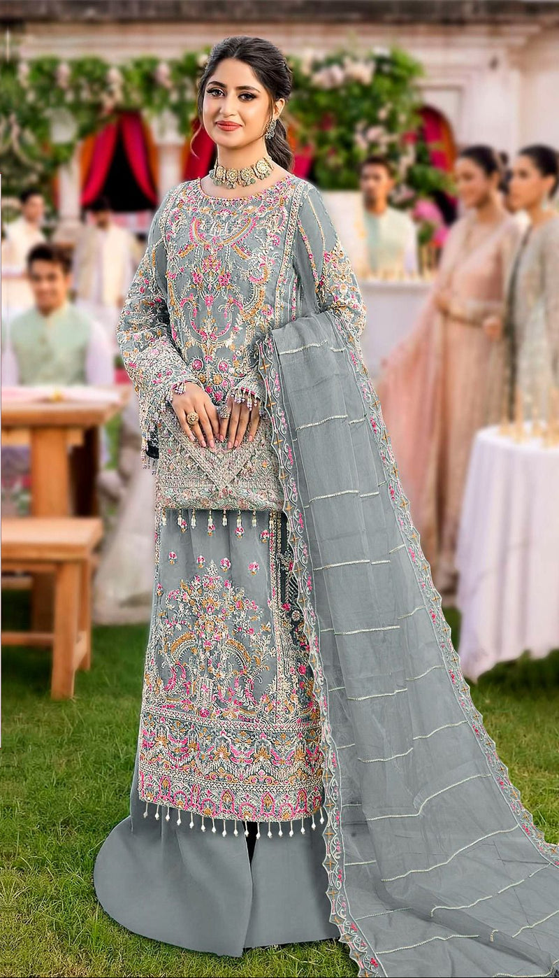 Florent 1021 C Organza With Heavy Embroidery Hand Work Zarkan Worked Pakistani Suits