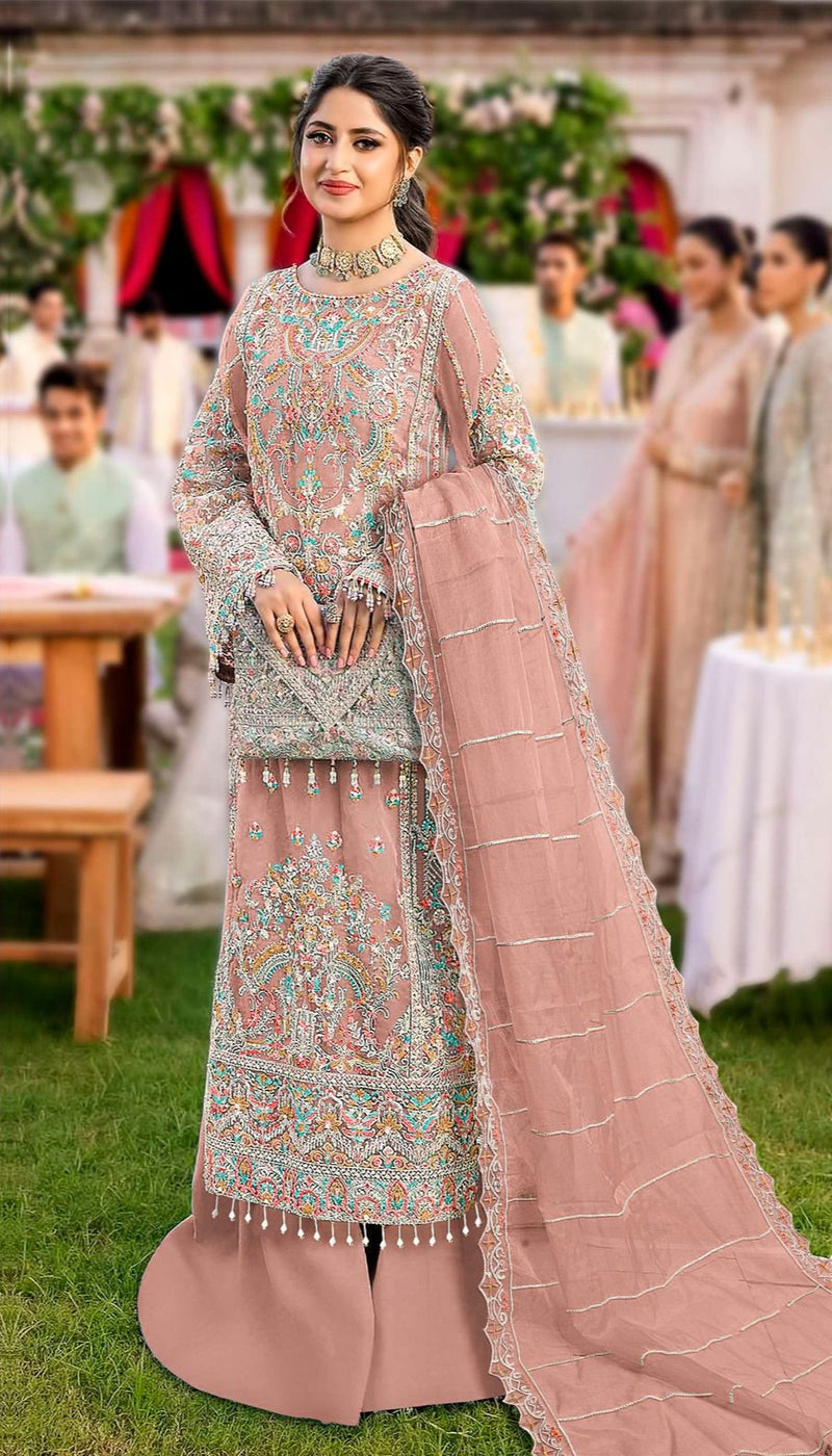 Florent 1021 D Organza With Heavy Embroidery Hand Work Zarkan Worked Pakistani Suits