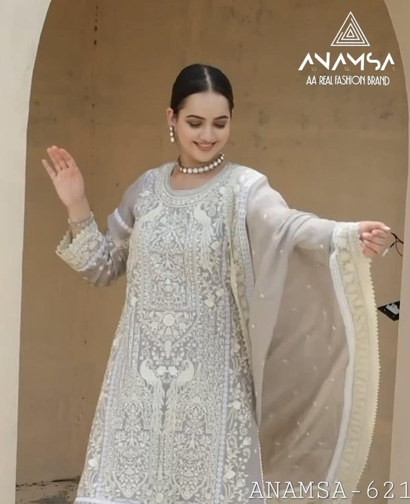 Anamsa 621 Heavy Pure Fox Georgette Heavy Embroidered Sequence Moti Work Pakistani Suits