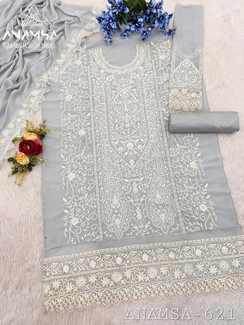 Anamsa 621 Heavy Pure Fox Georgette Heavy Embroidered Sequence Moti Work Pakistani Suits