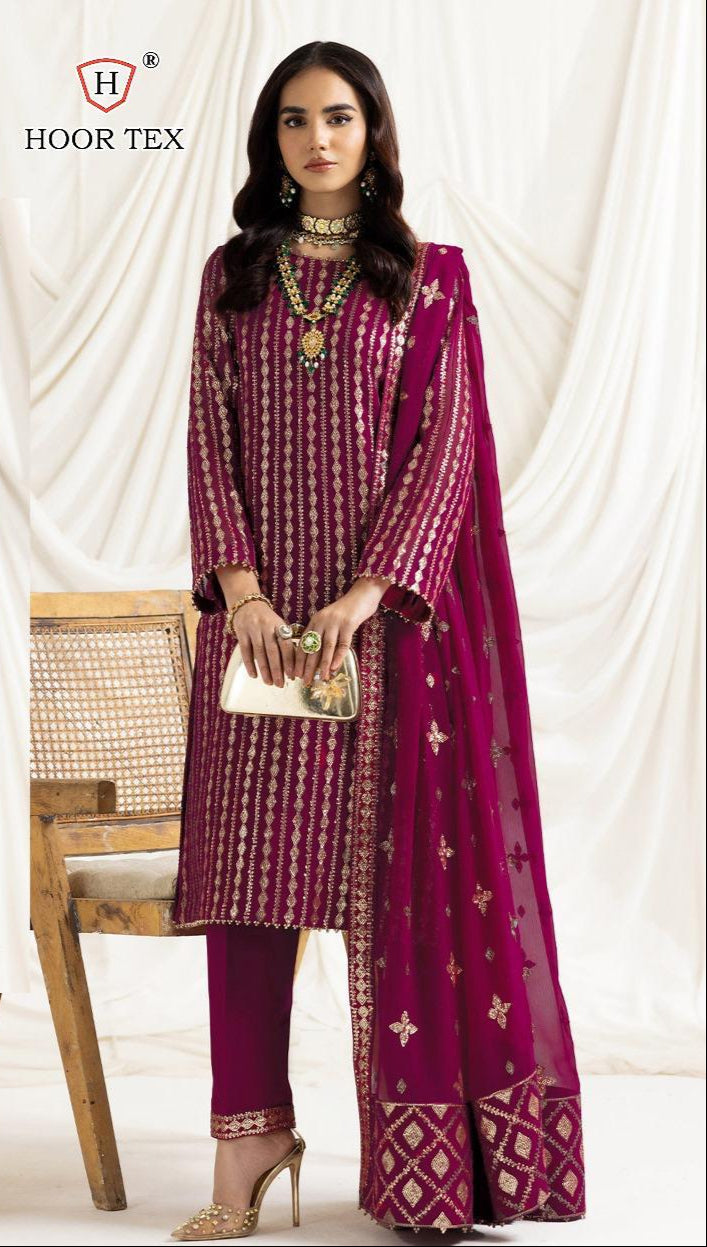 Hoor Tex H 259 A Fox Georgette Emboridery Worked Pakistani Suits