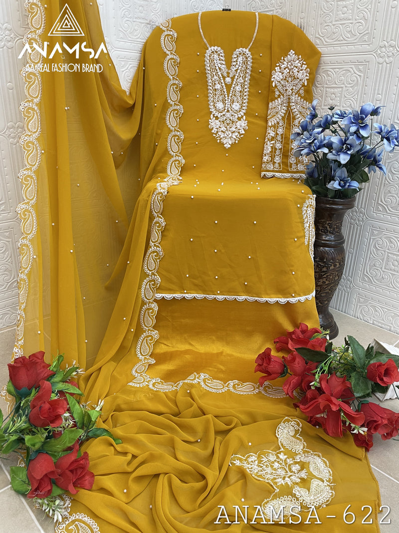 Anamsa 622 Pure Fox Georgette With Heavy Embroidered With Sequence Worked Pakistani Suits