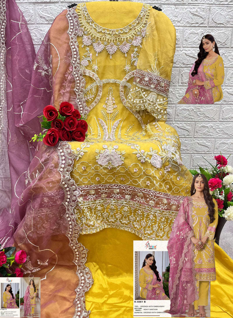 Shree Fabs K 5061 B Heavy Organza Heavy Embroidery With Hand Khatli Worked Pakistani Suits