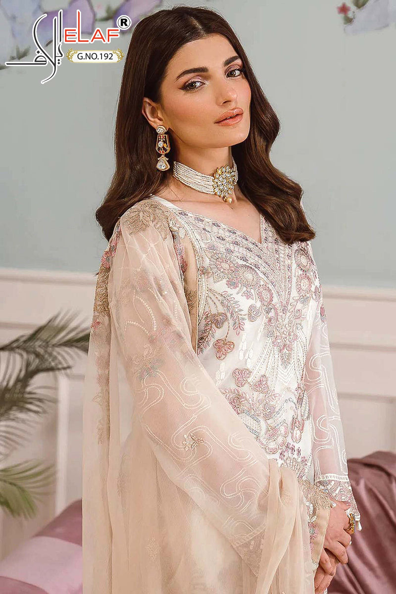 Elaf 192 Heavy Faux Georgette Embroidered With  Cut Worked Pakistani Suits