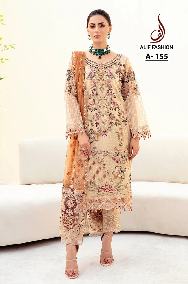 Alif A 155 Fox Georgette With Heavy Embroidery Sequence Jarkan Worked Pakistani Suits