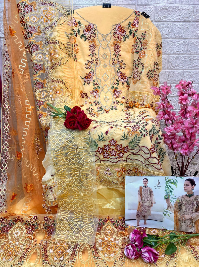 Alif A 155 Fox Georgette With Heavy Embroidery Sequence Jarkan Worked Pakistani Suits