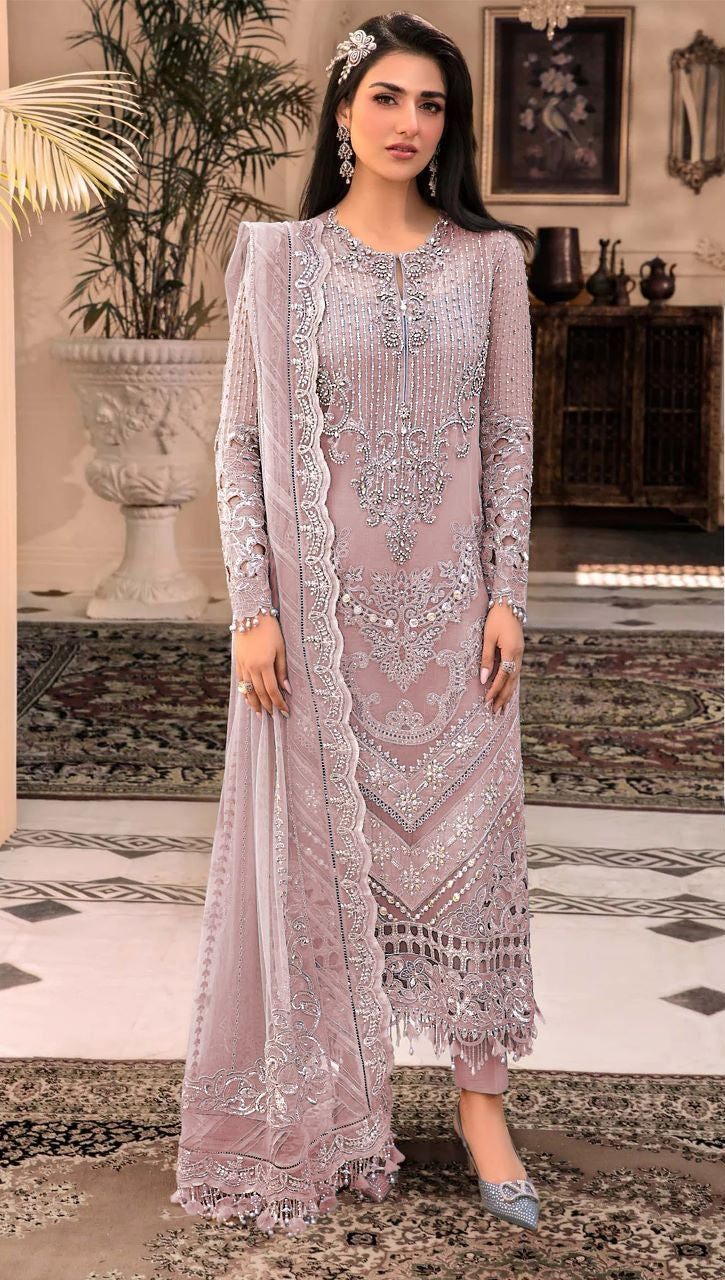 Fepic Rosemeen D 5421 C Organza Heavy Embroidered With Handwork Pakistani Suits