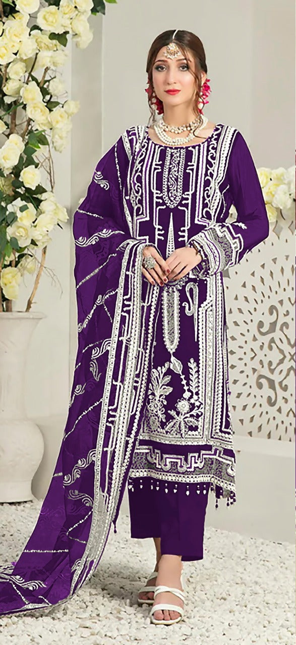 Zarqash Z 3096 C Georgette Fabrics Fancy Heavy Embroidered Daimond Work Pakistani Suits