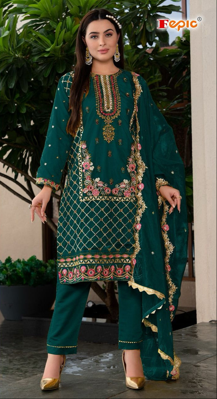 Fepic Rosemeen C 1670 B Georgette Embroidered With Heavy Khatli Work Pakistani Suits