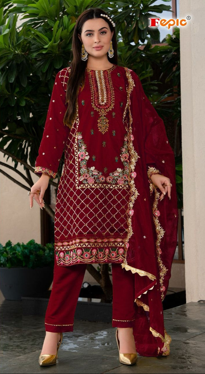 Fepic Rosemeen C 1670 C Georgette Embroidered With Heavy Khatli Work Pakistani Suits