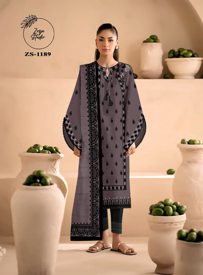 Zoya Studio ZS 1189 C Readymade Satin Georgotte Delicate Embroidery Latkan Pakistani Pret