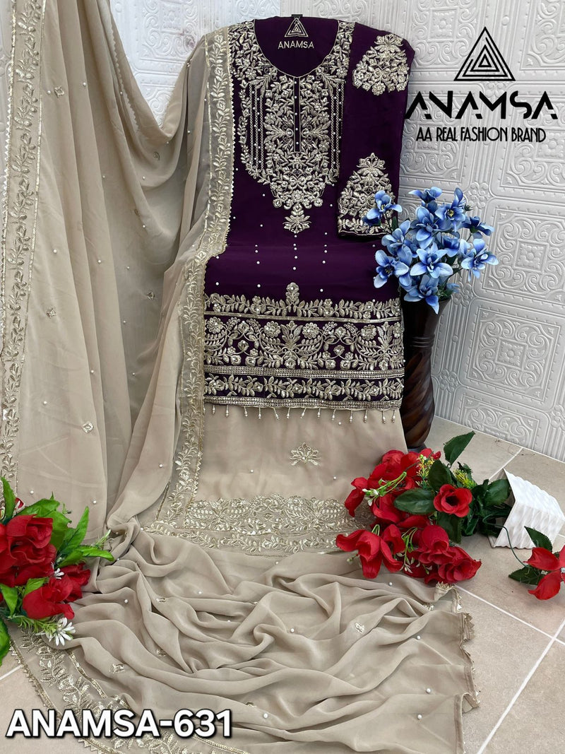 Anamsa 631 Fox Georgette With Heavy Embroidered With Sequence Work And Moti Work Pakistani Suits