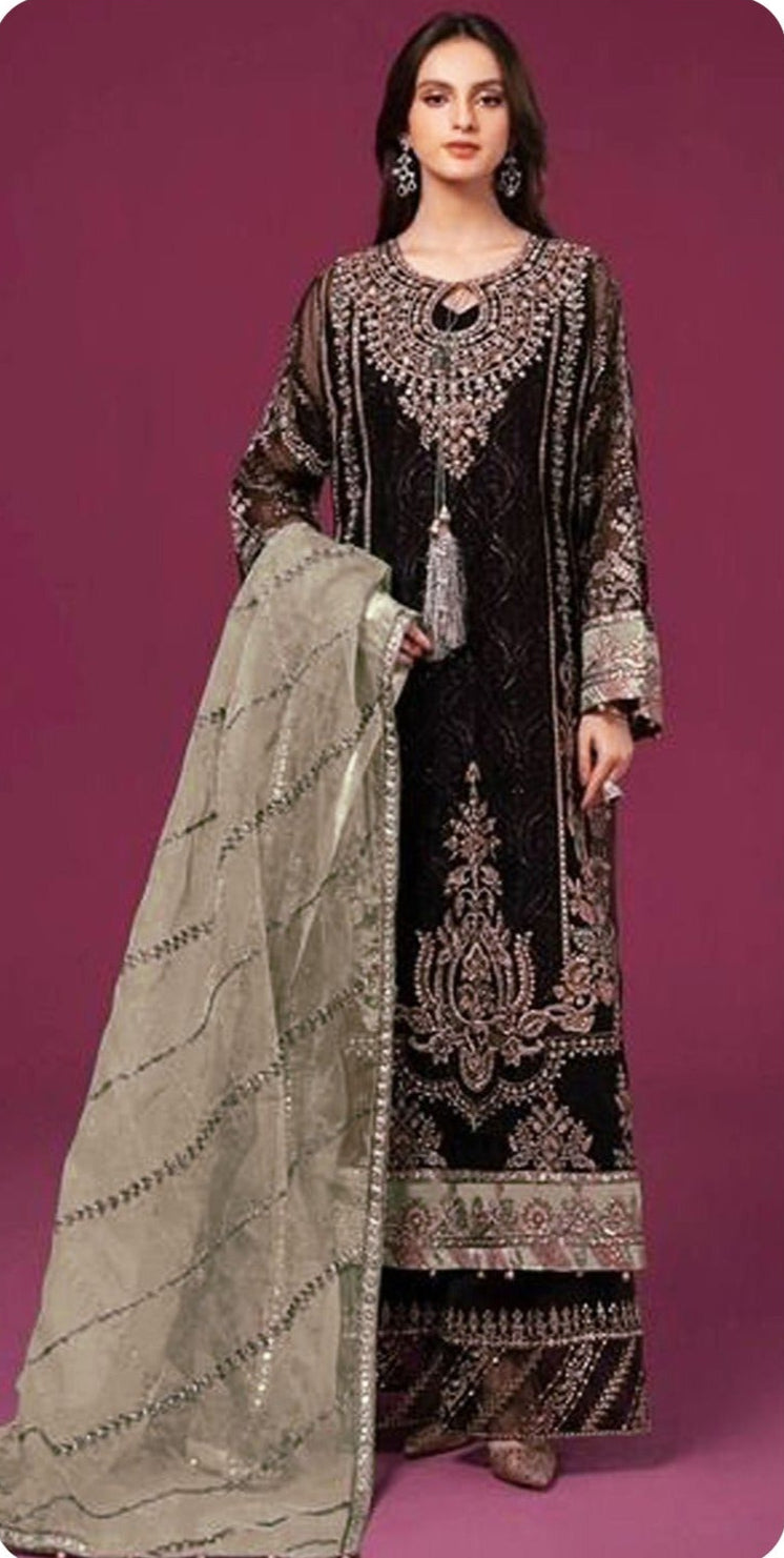 Safa Hya 1019 Premium Georgette With Embroidery And Latkan Pakistani Suits