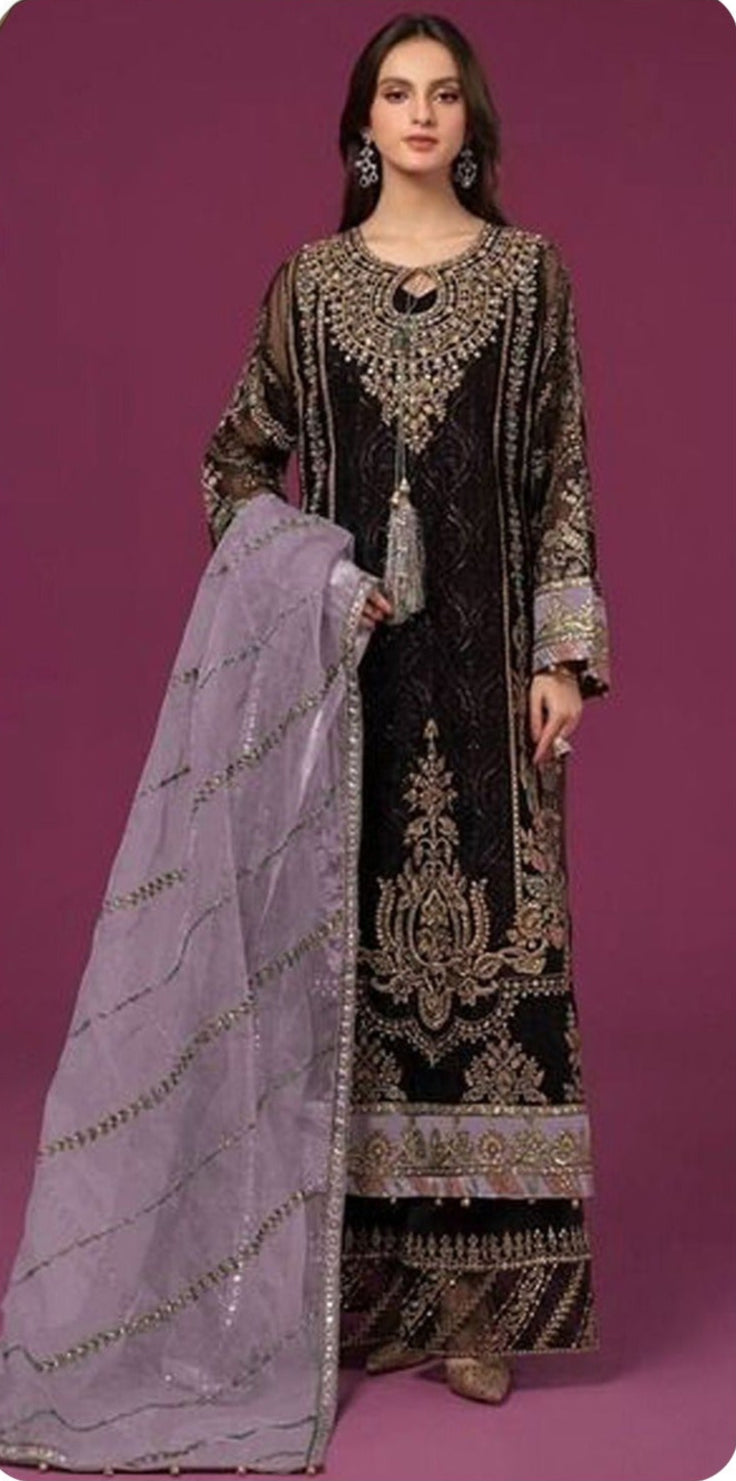 Safa Hya 1019 Premium Georgette With Embroidery And Latkan Pakistani Suits