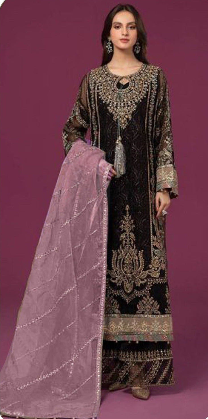 Safa Hya 1019 Premium Georgette With Embroidery And Latkan Pakistani Suits