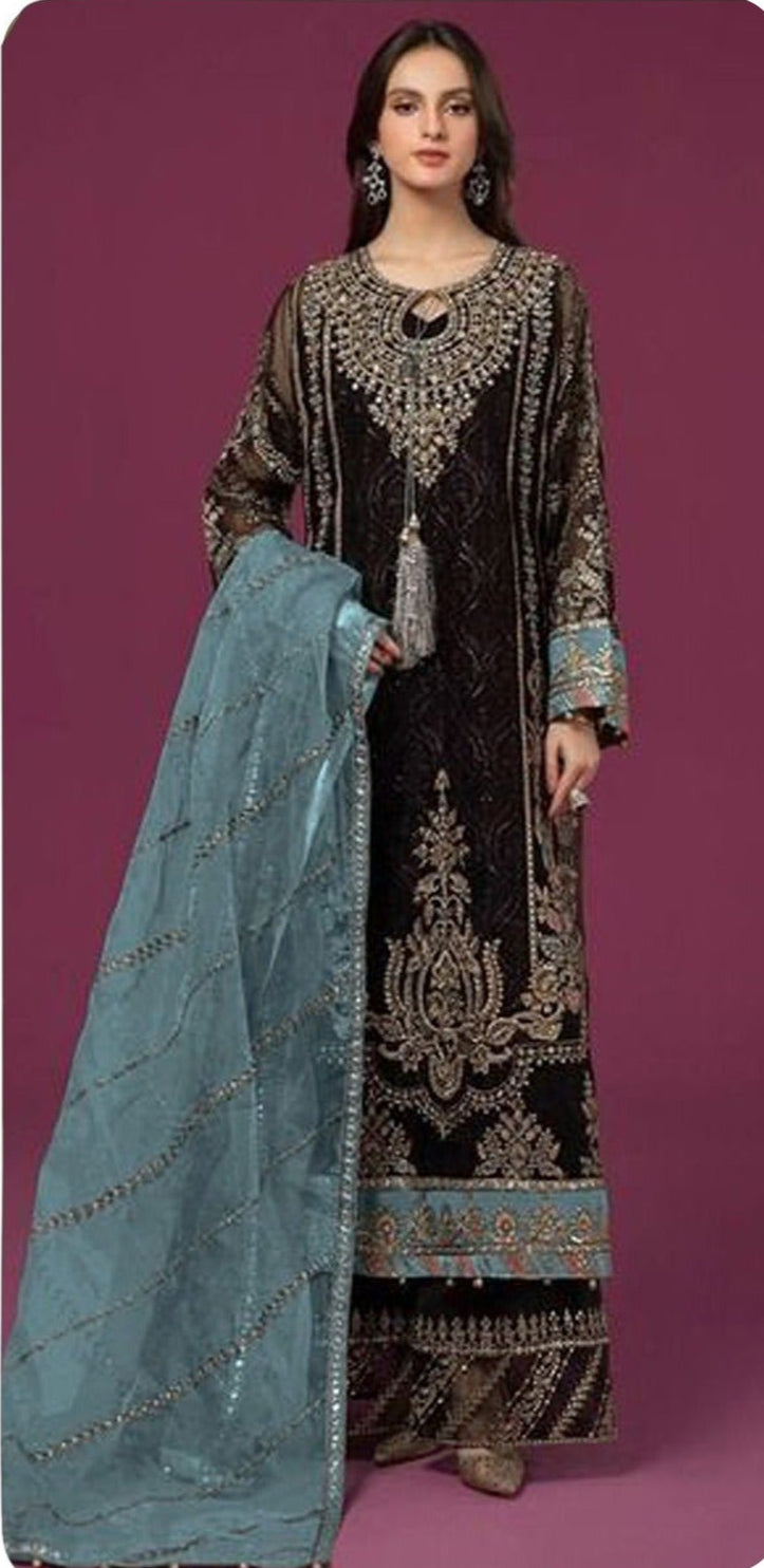 Safa Hya 1019 Premium Georgette With Embroidery And Latkan Pakistani Suits