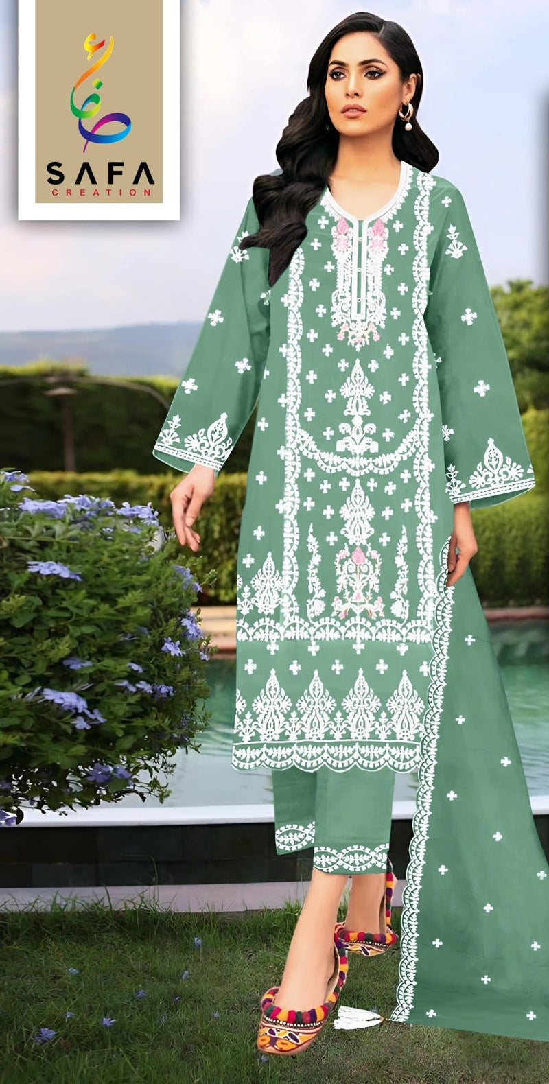 Safa Creation 1027 Premium Orgenza With Zarkhan Diamond And Elegant Embroidery Pakistani Suits