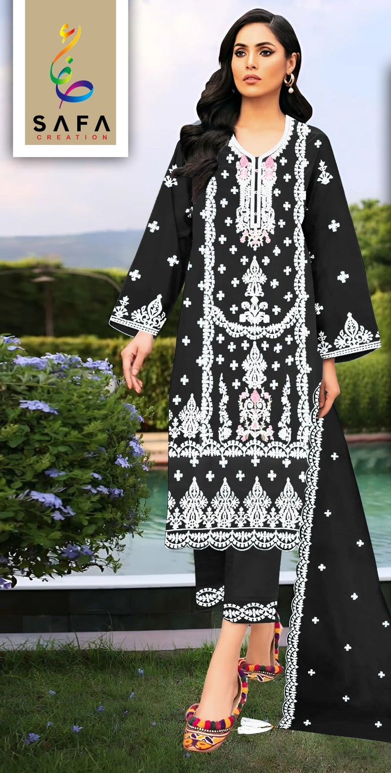 Safa Creation 1027 Premium Orgenza With Zarkhan Diamond And Elegant Embroidery Pakistani Suits