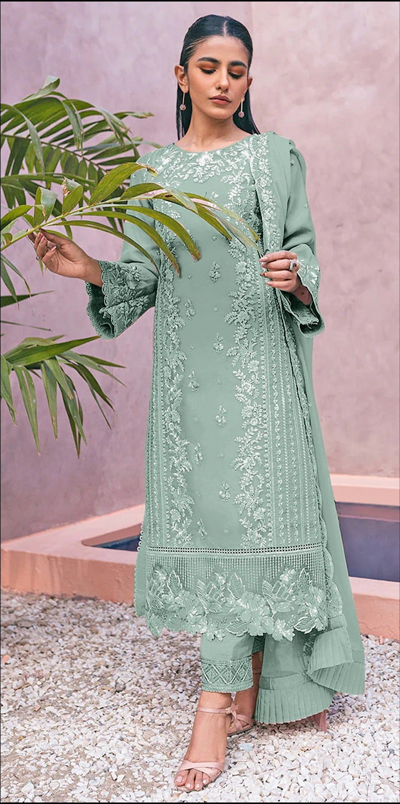 Serine S 382 Fox Georgette Embroidered With Zarkan Worked Pakistani Suits