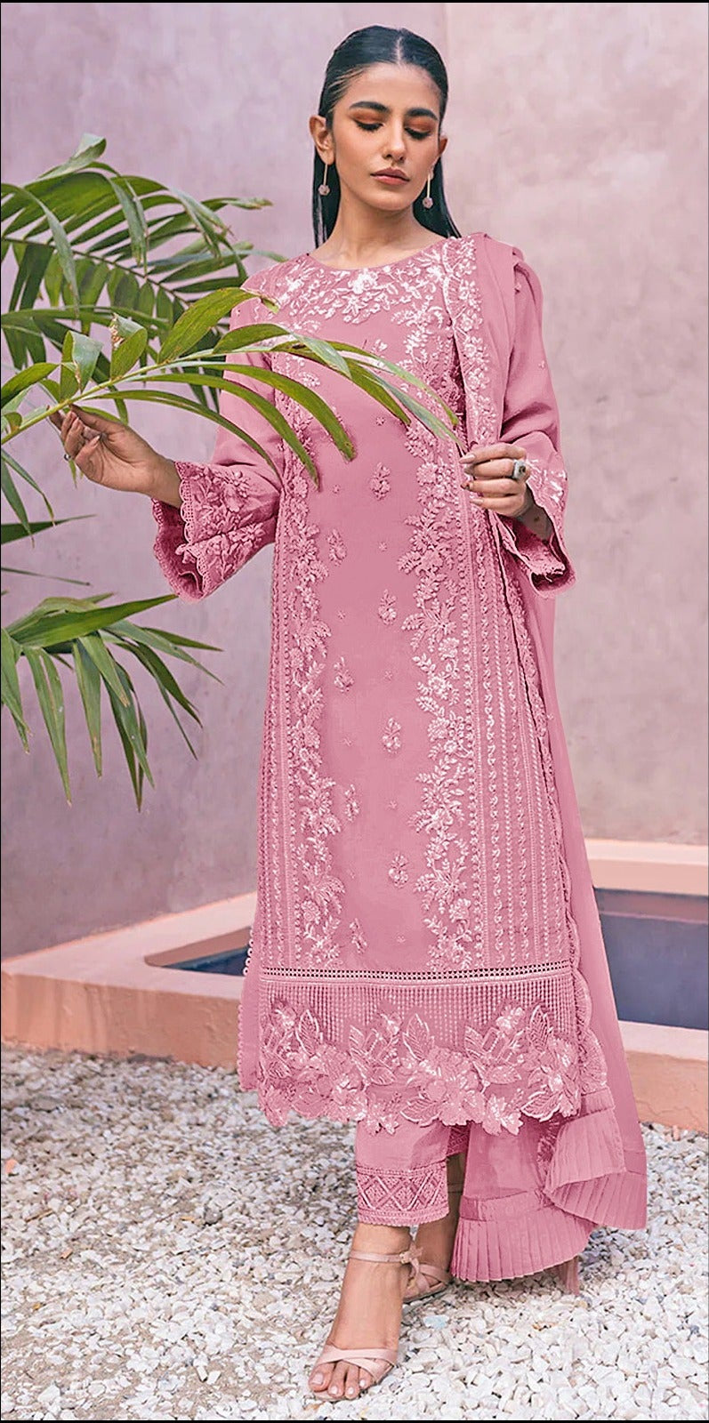 Serine S 382 Fox Georgette Embroidered With Zarkan Worked Pakistani Suits