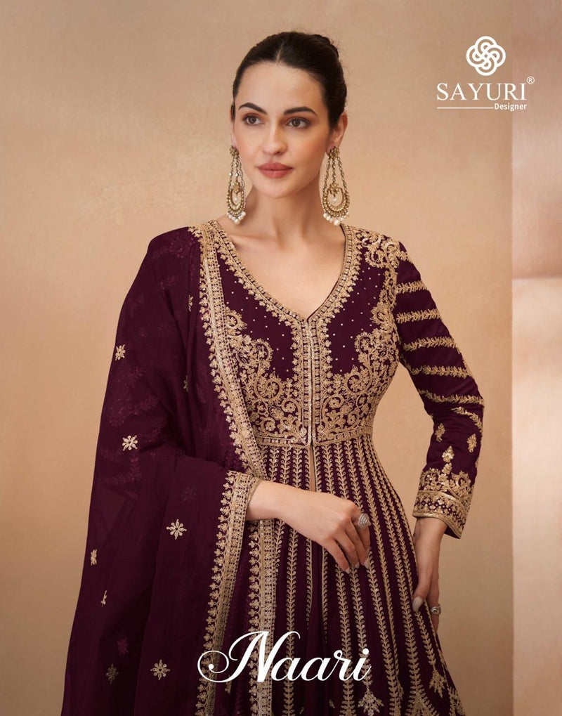 Sayuri Naari Real Chinon Silk Heavy Look Chinon Silk Embroidered Top With Skirt And Embroiderd Dupatta