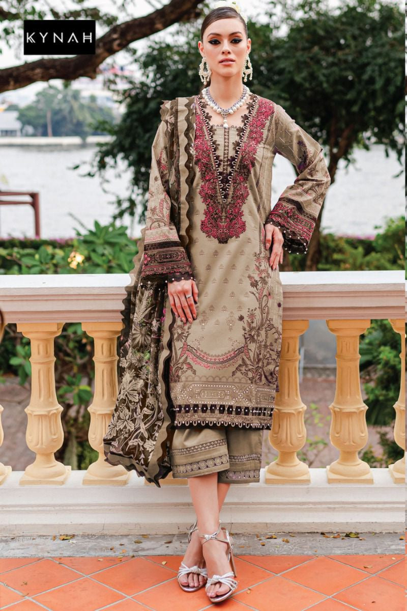 Kynah 2166 Pure Lawn Print With Exclusive Heavy Patch Embrodery Worked Pakistani Suits