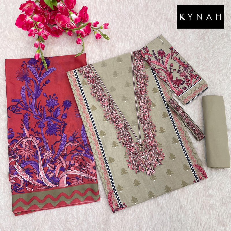 Kynah 2166 Pure Lawn Print With Exclusive Heavy Patch Embrodery Worked Pakistani Suits